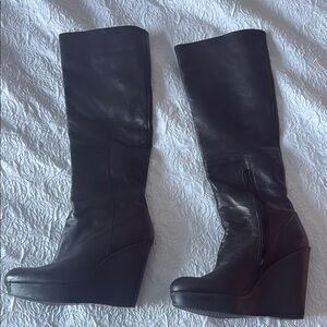 Stuart weitzman leather knee high wedge boots